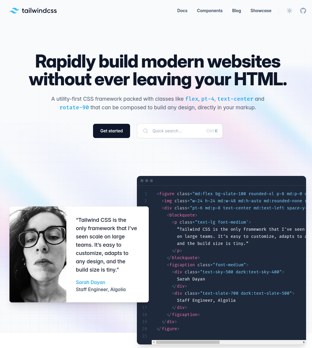 Tailwind CSS homepage screenshot